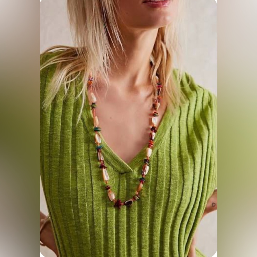 Free People X Ariana Ost “At The Market” Necklace ~ Neon Yellow/Orange; NWT - Picture 2 of 16